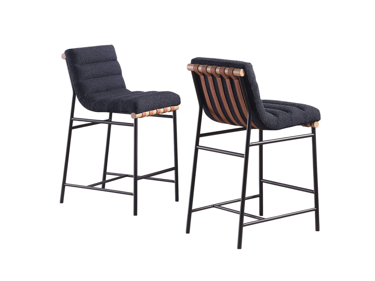 Lahni Black 18"W Boucle Fabric Counter Height Stool (Set of 2)
