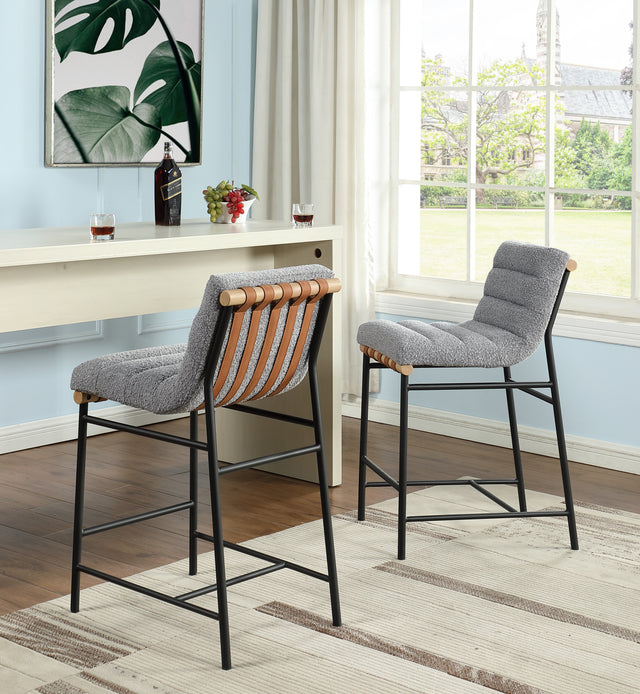 Lahni Gray 18"W Boucle Fabric Counter Height Stool (Set of 2)