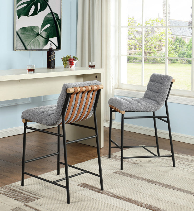 Lahni Gray 18"W Boucle Fabric Counter Height Chair