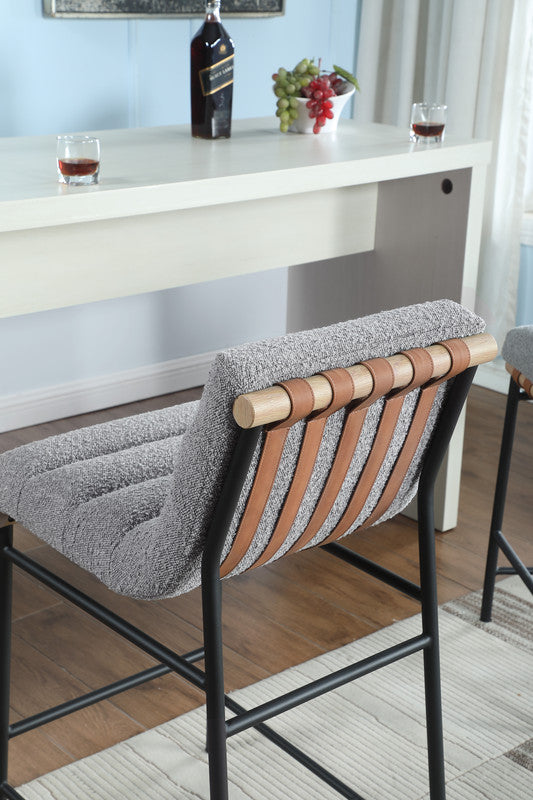 Lahni Gray 18"W Boucle Fabric Counter Height Stool (Set of 2)