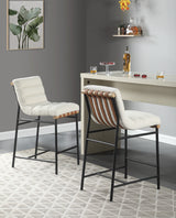 Lahni White 18"W Boucle Fabric Counter Height Stool (Set of 2)
