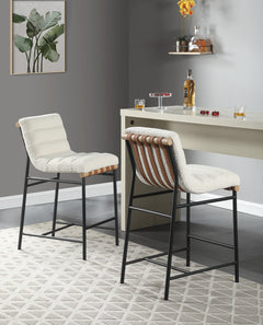 Lahni White 18"W Boucle Fabric Counter Height Stool (Set of 2)