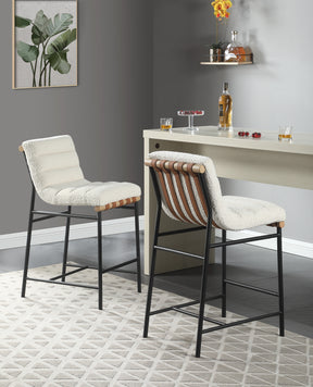 Lahni White 18"W Boucle Fabric Counter Height Stool (Set of 2)
