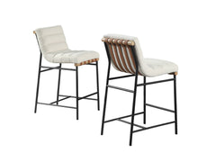 Lahni White 18"W Boucle Fabric Counter Height Stool (Set of 2)