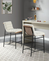 Lahni White 18"W Boucle Fabric Counter Height Chair