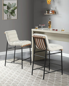 Lahni White 18"W Boucle Fabric Counter Height Chair