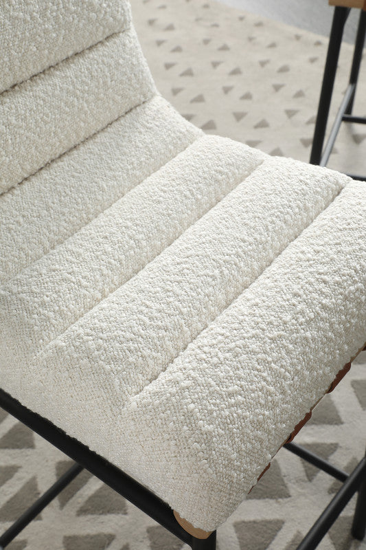 Lahni White 18"W Boucle Fabric Counter Height Chair