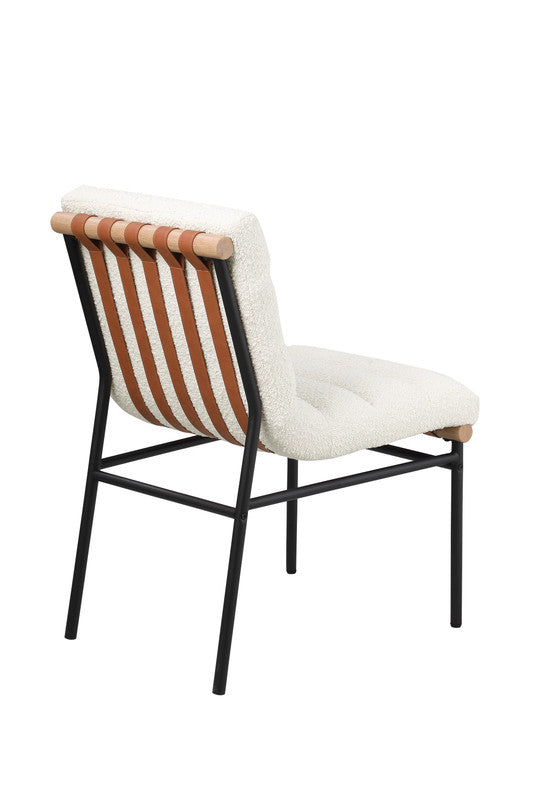 Lahni White 19"W Boucle Fabric Dining Chair (Set of 2)