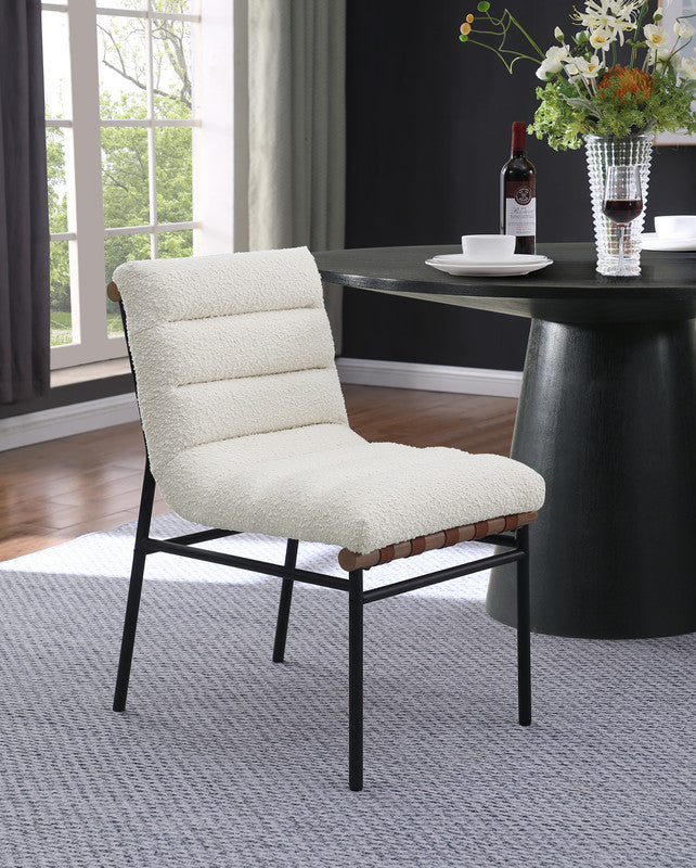 Lahni White 19"W Boucle Fabric Dining Chair (Set of 2)
