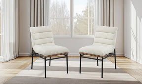 Lahni White 19"W Boucle Fabric Dining Chair (Set of 2)