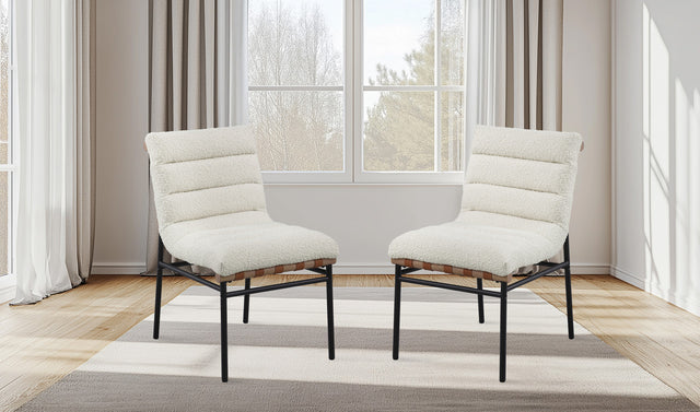 Lahni White 19"W Boucle Fabric Dining Chair (Set of 2)