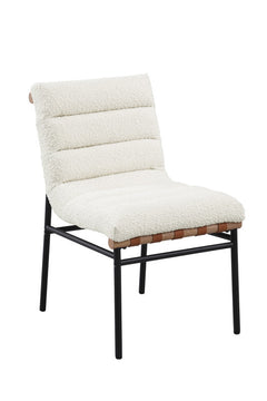 Lahni White 19"W Boucle Fabric Dining Chair (Set of 2)