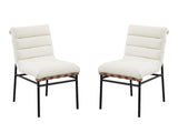 Lahni White 19"W Boucle Fabric Dining Chair (Set of 2)