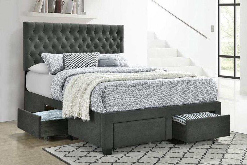 Soledad Charcoal Queen Bed w/ Storage - Ornate Home