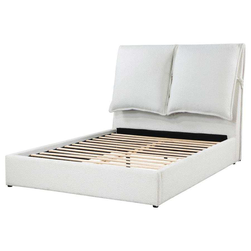 Gwendoline White Uph. E.King Platform Bed w/ Pillow HB - Ornate Home