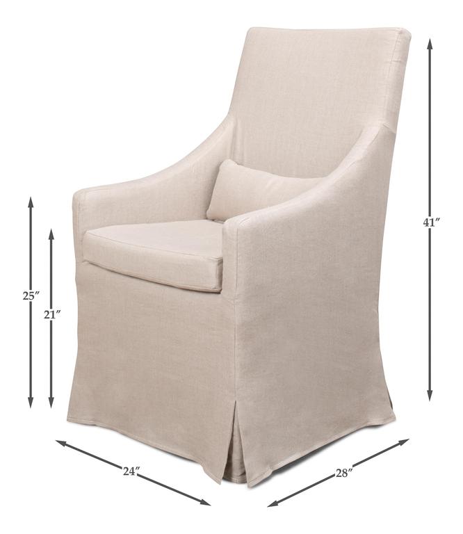 Boyce Beige Skirted Arm Chair