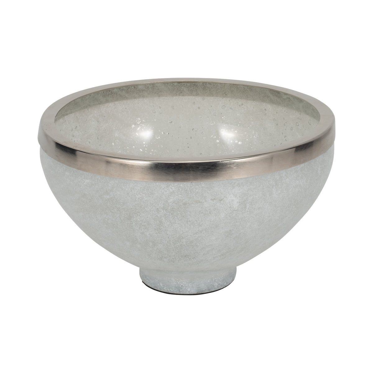Van Nuys White Glass Bowl with Ring Decor
