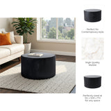 Johnsville Black/White Marble Inlay Round Coffee Table