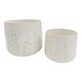 El Adobe Ivory Embossed Vines Planters (Set of 2)
