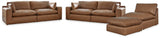 Emilia Caramel 3-Piece Sectional Sofa, 2-Piece Sectional Loveseat and Ottoman