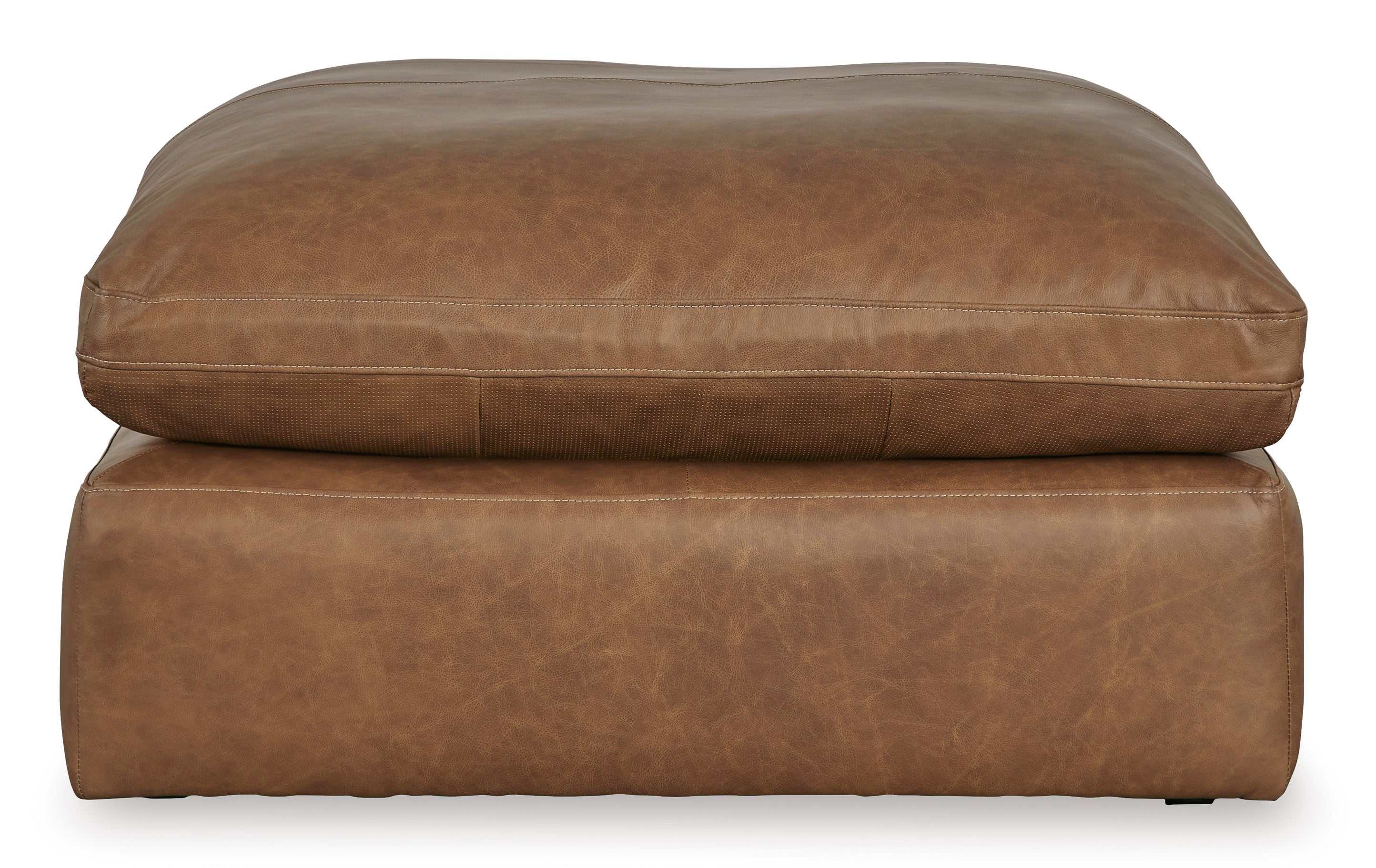 (Online Special Price) Emilia Caramel Leather 3pc Modular Sectional Loveseat w/ Ottoman - Ornate Home