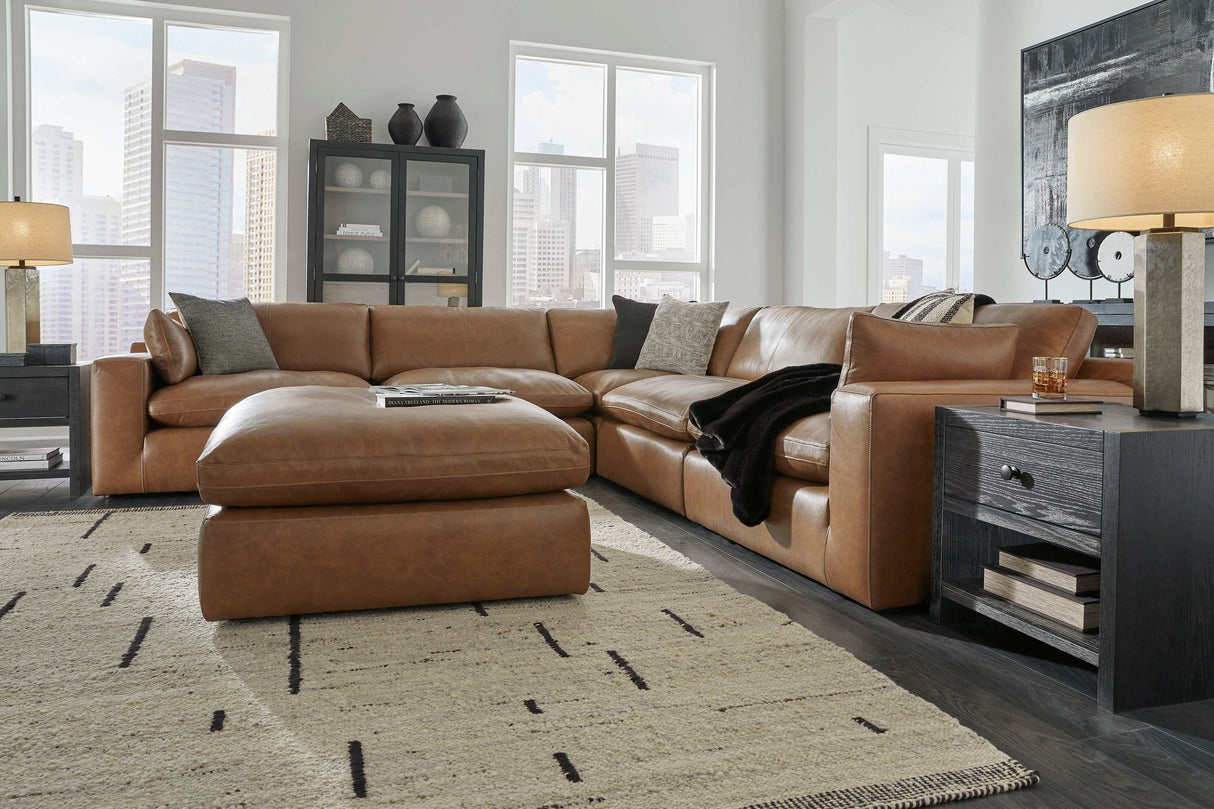 Emilia Caramel Leather 5pc Modular Sectional - Ornate Home