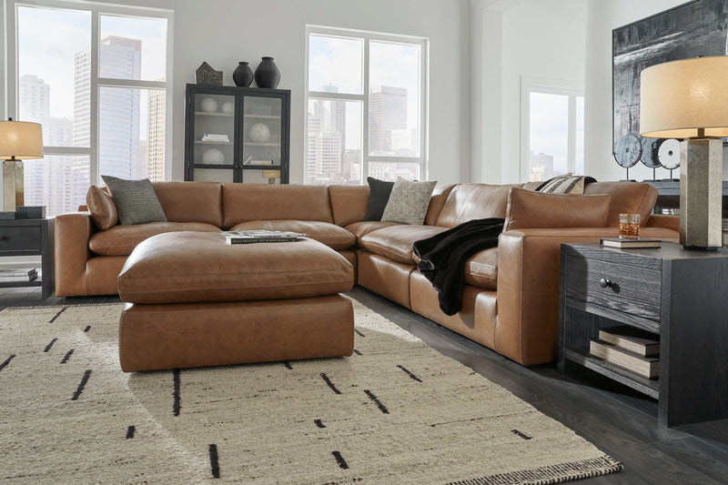 (Online Special Price) Emilia Caramel Leather 5pc Modular Sectional - Ornate Home