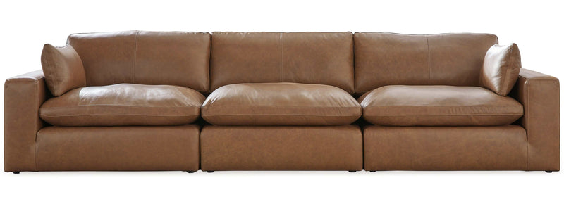 Emilia Caramel Leather 3pc Modular Sectional Sofa - Ornate Home