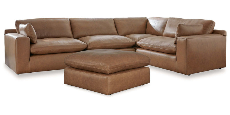 (Online Special Price) Emilia Caramel Leather 4pc Modular Sectional Sofa - Ornate Home