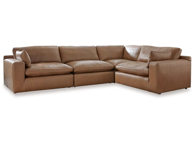(Online Special Price) Emilia Caramel Leather 4pc Modular Sectional Sofa - Ornate Home