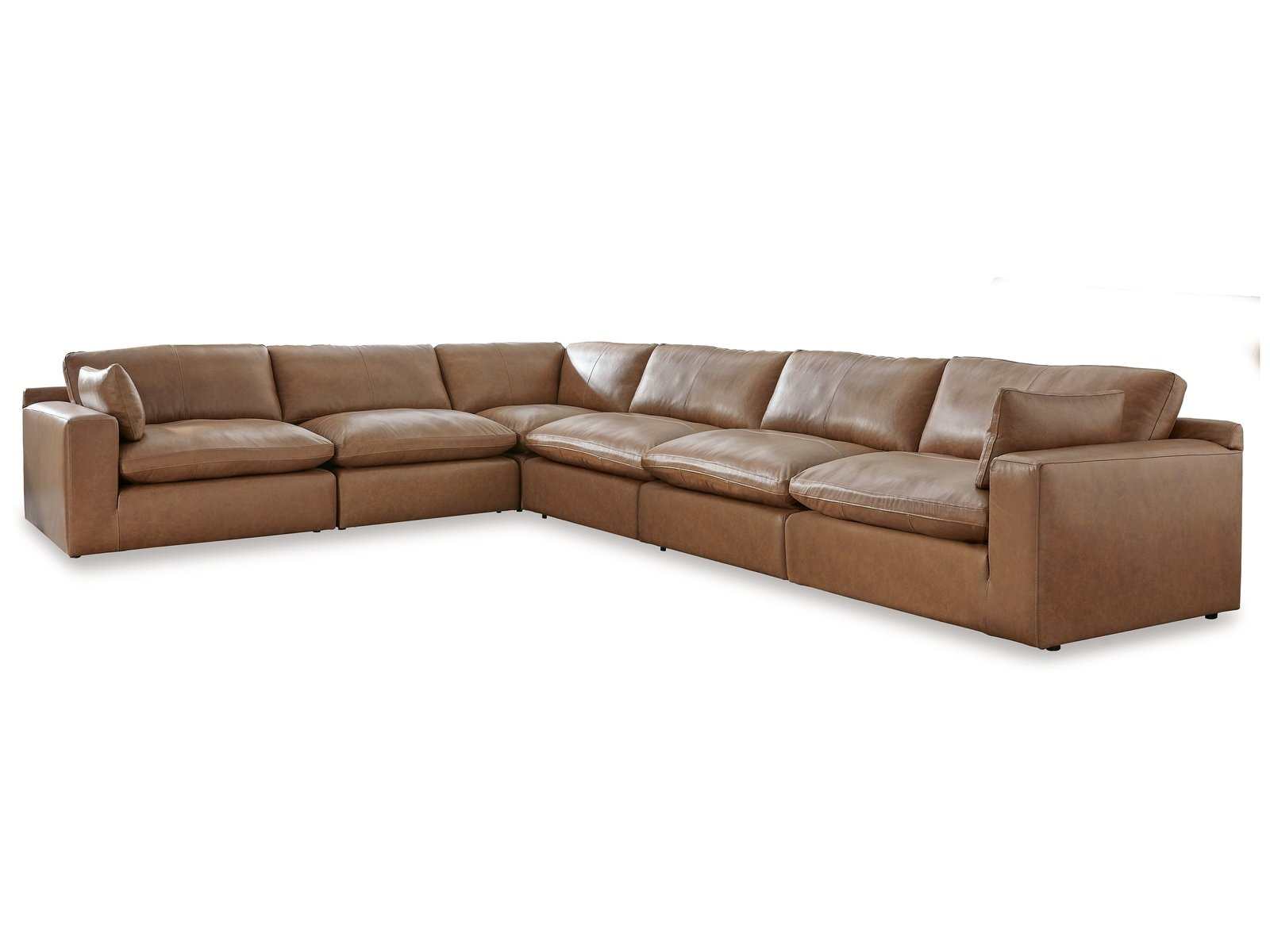 Emilia Caramel Leather 6pc Modular Sectional - Ornate Home