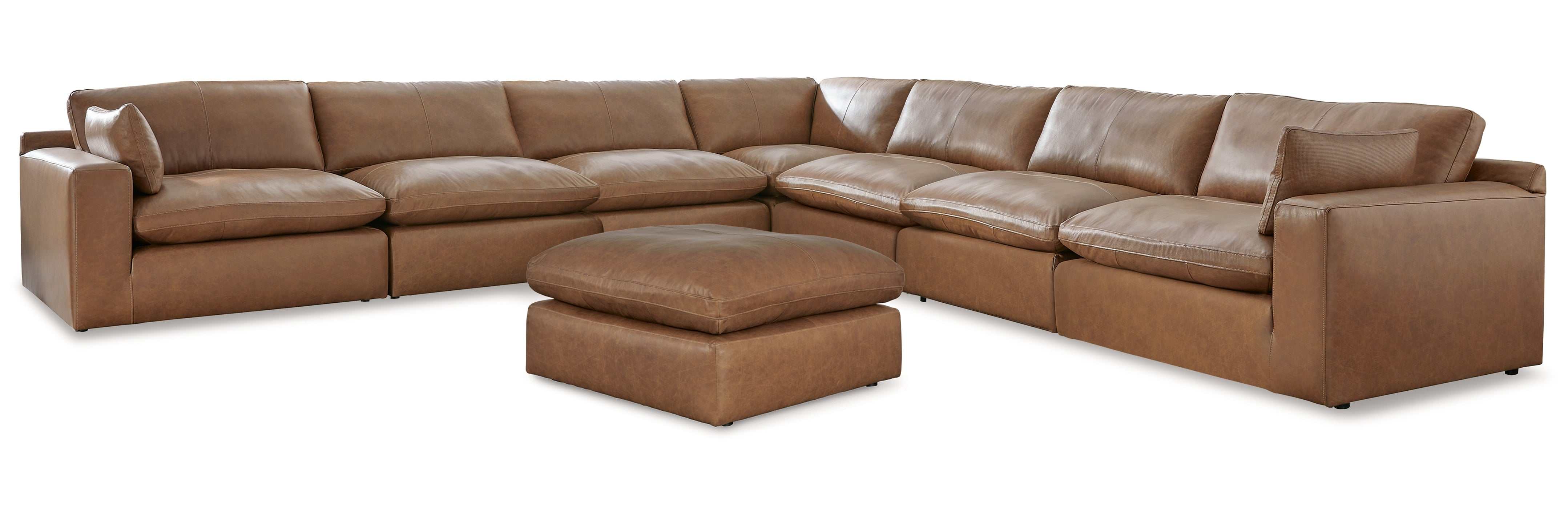 Emilia Caramel Leather 7pc Modular Sectional - Ornate Home