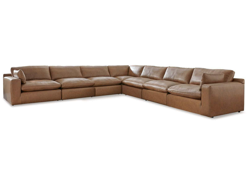 (Online Special Price) Emilia Caramel Leather 7pc Modular Sectional - Ornate Home