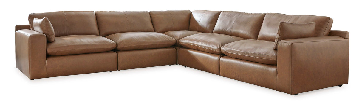 Emilia Caramel Leather 5pc Modular Sectional - Ornate Home