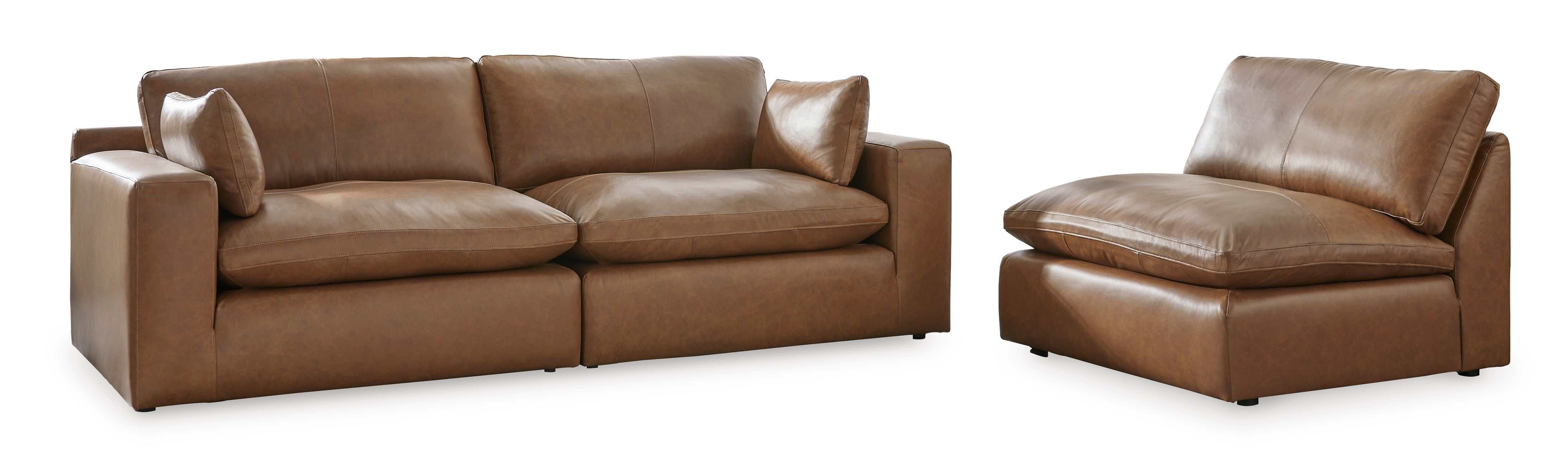 (Online Special Price) Emilia Caramel Leather 3pc Modular Sectional Sofa - Ornate Home