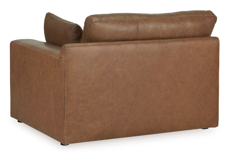 (Online Special Price) Emilia Caramel Leather 3pc Modular Sectional Loveseat w/ Ottoman - Ornate Home