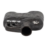 Rowen Black Ceramic Metallic Triple Handle Vase