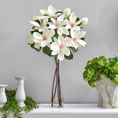 31” Japanese Magnolia Artificial Arrangement in Cylinder Vase - Ornate Home