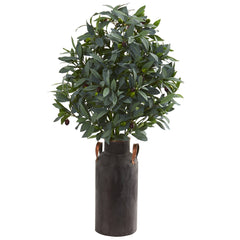 31” Olive with Berries Artificial Plant in Decorative Canister - Ornate Home