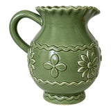 Twin Oaks Sage Green Floral Embossed Pitcher Vase