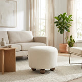 Conant Beige Round Ottoman with Ball Feet
