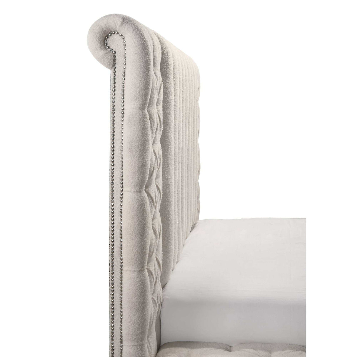 Danbury White Boucle King Storage Bed - Ornate Home