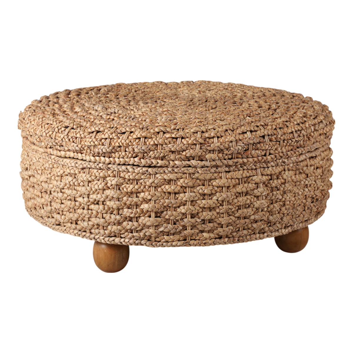 Beveridge Brown Waterhyacinth Storage Ottoman with Ball