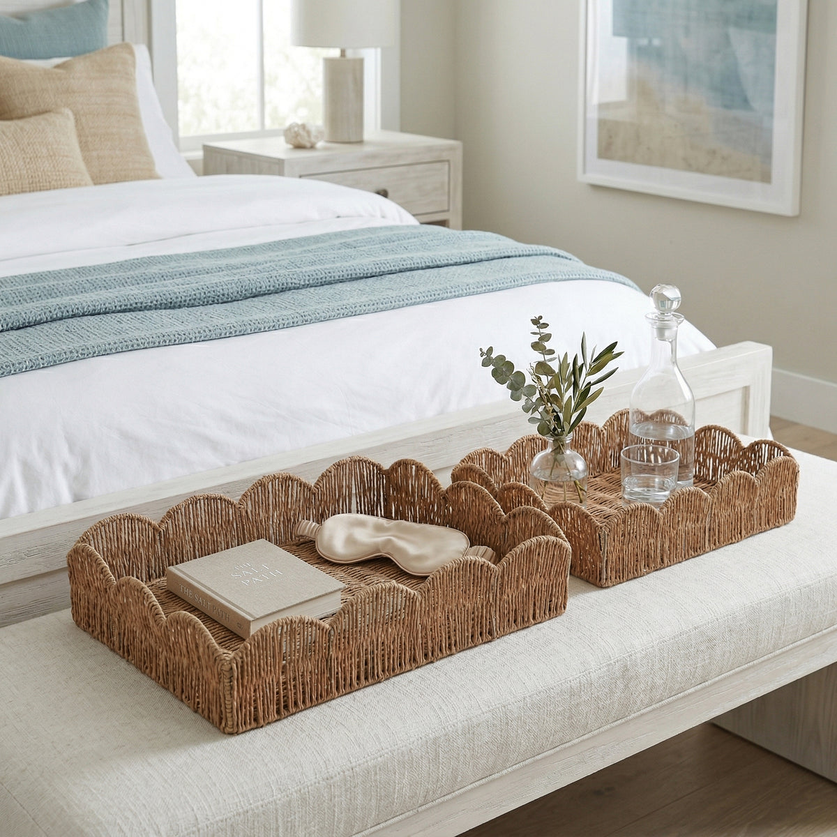 Yatesgrove Natural Petal Shape Rectangular Trays (Set of 2)
