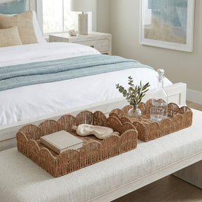 Yatesgrove Natural Petal Shape Rectangular Trays (Set of 2)