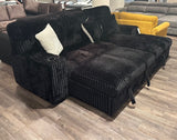 Venice Mink Black Media Sleeper Sectional w/ Dual Cupholders & USB Ports - Ornate Home