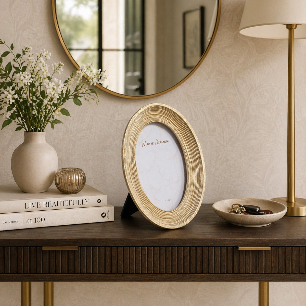 Clovis Gold Etched Oval Photo Frame