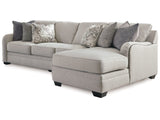 Dellara Chalk 3-Piece Sectional with RAF Chaise - Ornate Home