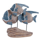 Las Lomas Blue/White/Natural 3 Fish Wood on Stand