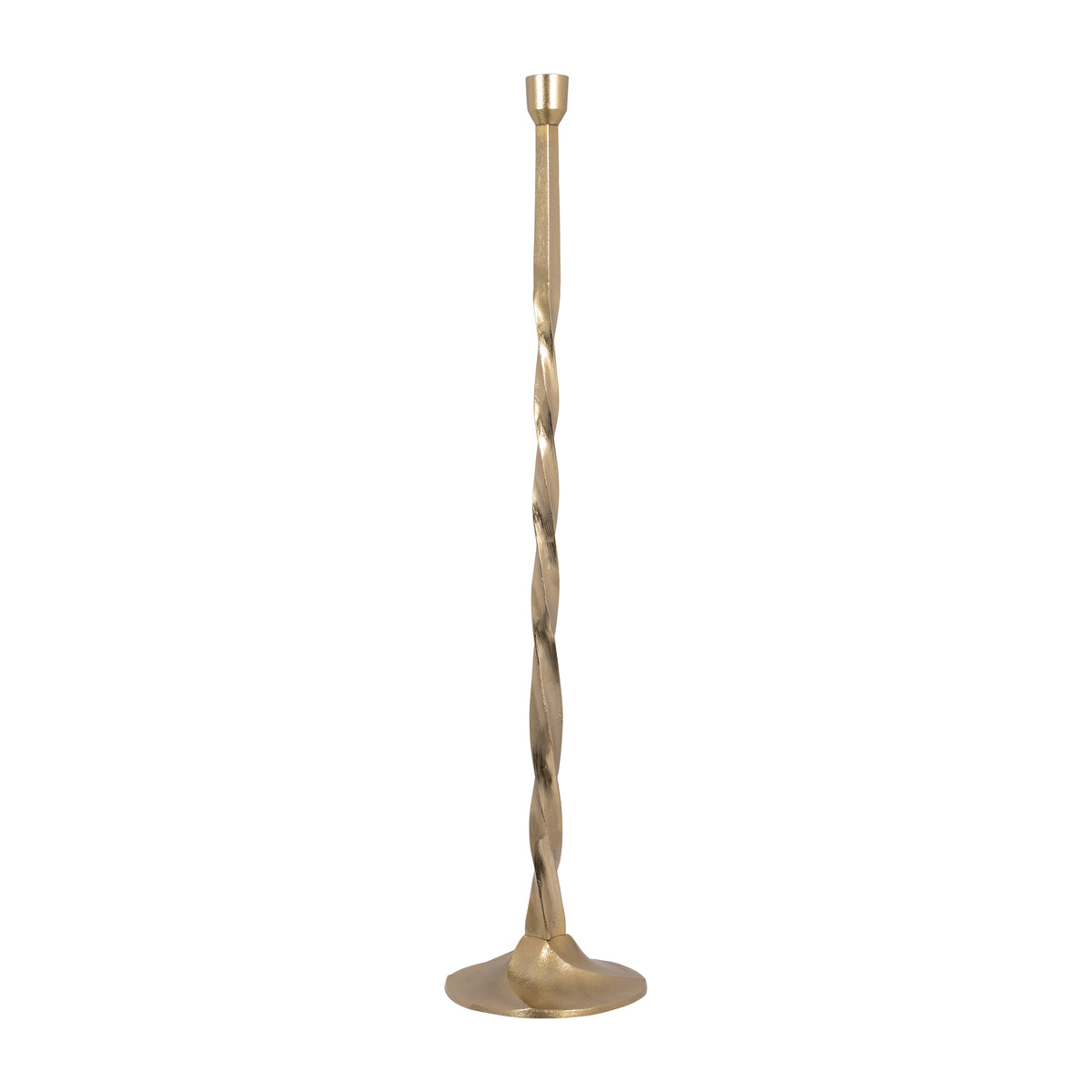 Toners Place Gold Metal Twisted Floor Taper Candle Holder
